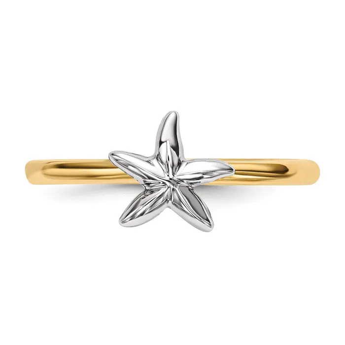 Goldia 14k TwoTone Gold Polished Starfish Ring Rings