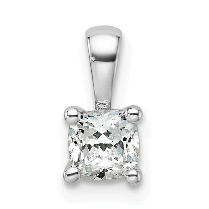 Goldia 14k White Gold 12 Ct Certified Lab Grown Diamond VSSI G Cushion Four Prong Pendant Necklaces Goldia 14k White Gold 12 Ct Certified Lab Grown Diamond VSSI G Cushion Four Prong Pendant Necklaces