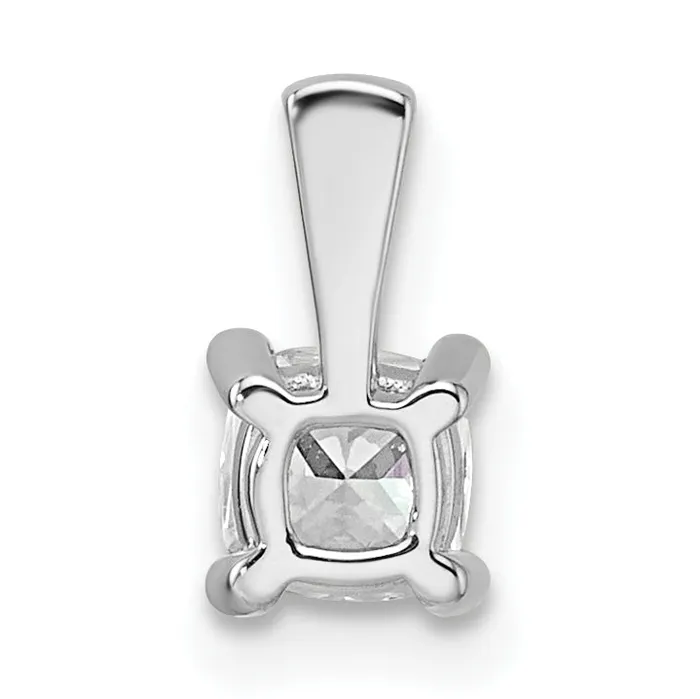 Goldia 14k White Gold 12 Ct Certified Lab Grown Diamond VSSI G Cushion Four Prong Pendant Necklaces