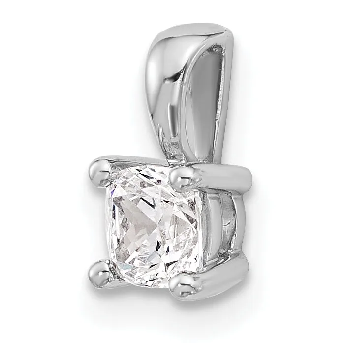 Goldia 14k White Gold 12 Ct Certified Lab Grown Diamond VSSI G Cushion Four Prong Pendant Necklaces