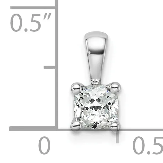 Goldia 14k White Gold 12 Ct Certified Lab Grown Diamond VSSI G Cushion Four Prong Pendant Necklaces