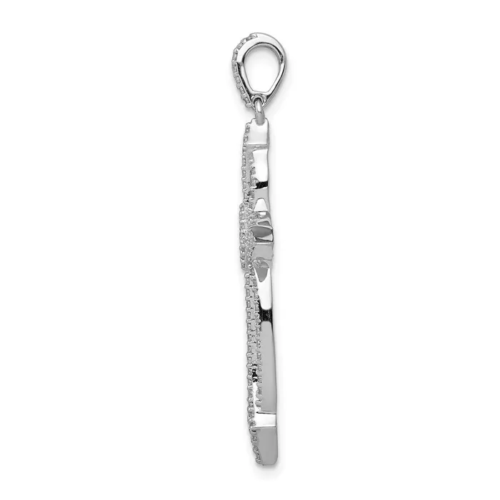 Goldia 14k White Gold 13ct Real Diamond Fancy Cross Pendant Necklaces