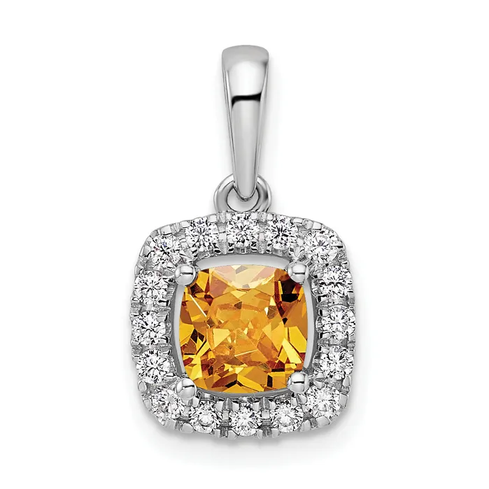 Goldia 14k White Gold 14 Ct Lab Grown Diamond VSSI G November Birthstone Citrine Halo Pendant Necklaces Goldia 14k White Gold 14 Ct Lab Grown Diamond VSSI G November Birthstone Citrine Halo Pendant Necklaces