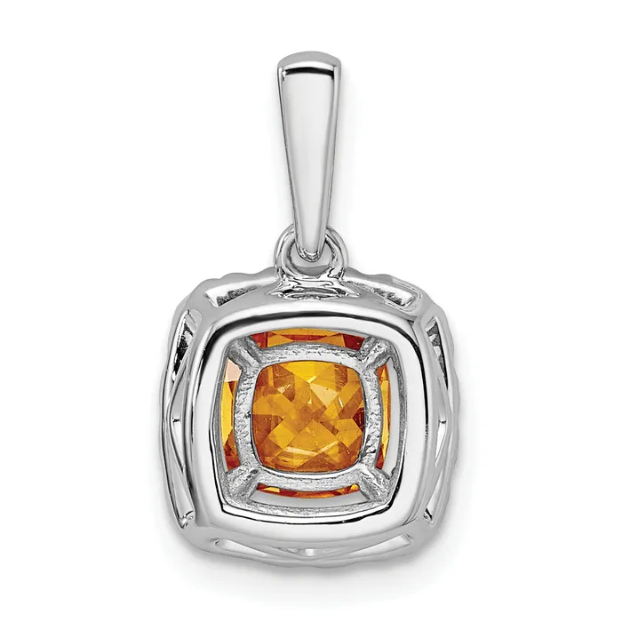 Goldia 14k White Gold 14 Ct Lab Grown Diamond VSSI G November Birthstone Citrine Halo Pendant Necklaces