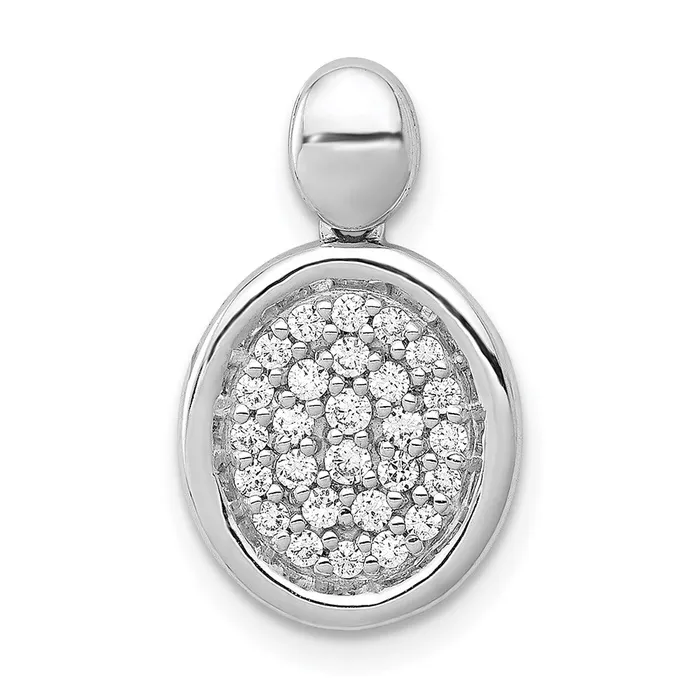 Goldia 14k White Gold 14ct Real Diamond Fancy Oval Pendant Necklaces