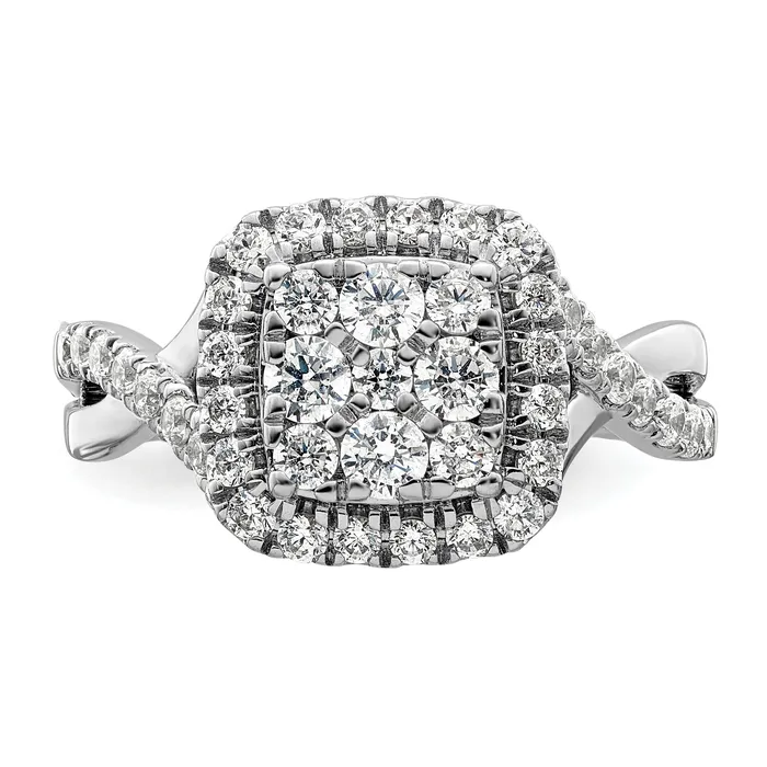 Goldia 14k White Gold 1 Ct Lab Grown Diamond VSSI G Cluster Engagement Ring Rings