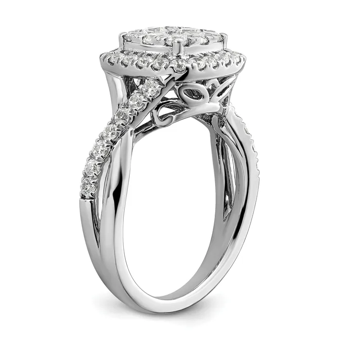 Goldia 14k White Gold 1 Ct Lab Grown Diamond VSSI G Cluster Engagement Ring Rings