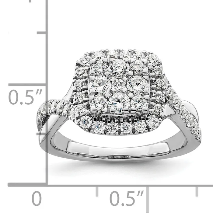 Goldia 14k White Gold 1 Ct Lab Grown Diamond VSSI G Cluster Engagement Ring Rings