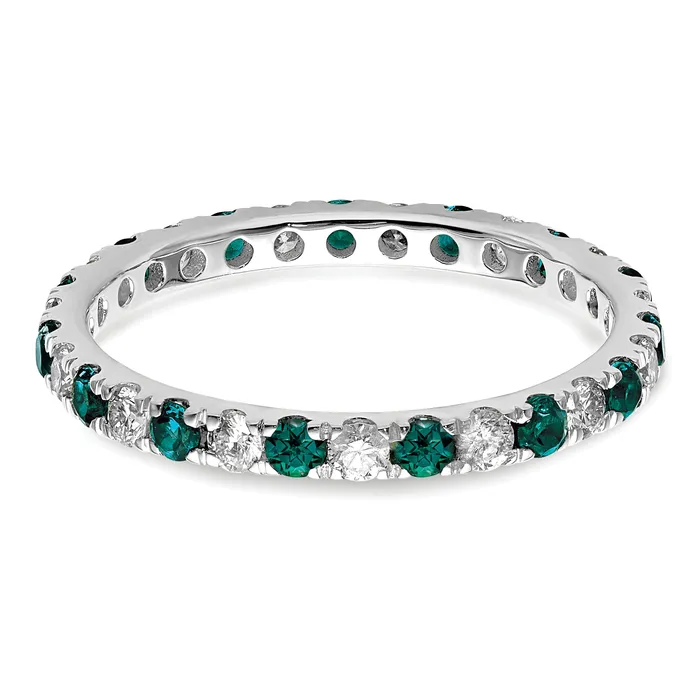 Goldia 14k White Gold 38 Ct Lab Grown Diamond VSSI G and Lab Created Alexandrite Eternity Band Ring Rings