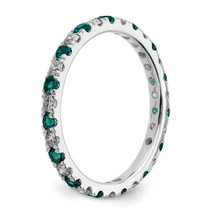 Goldia 14k White Gold 38 Ct Lab Grown Diamond VSSI G and Lab Created Alexandrite Eternity Band Ring Rings