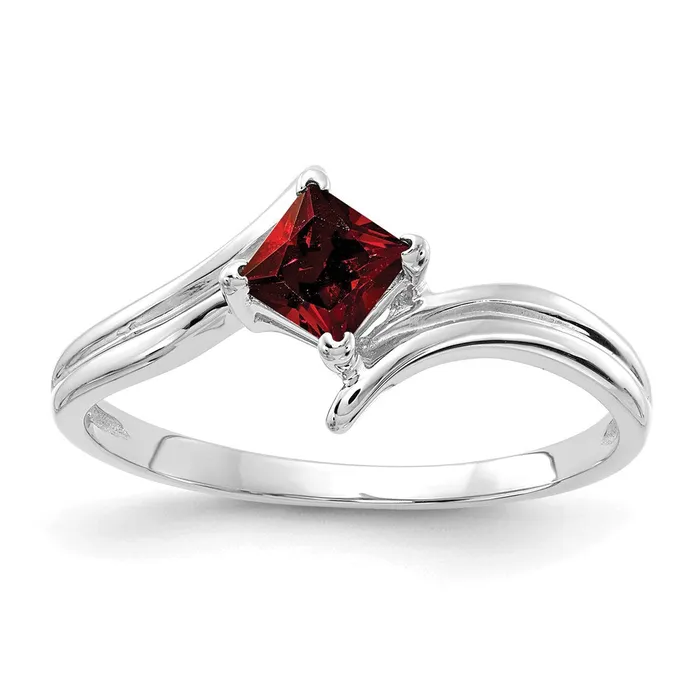 Goldia 14k White Gold 4mm Princess Cut Garnet ring Rings