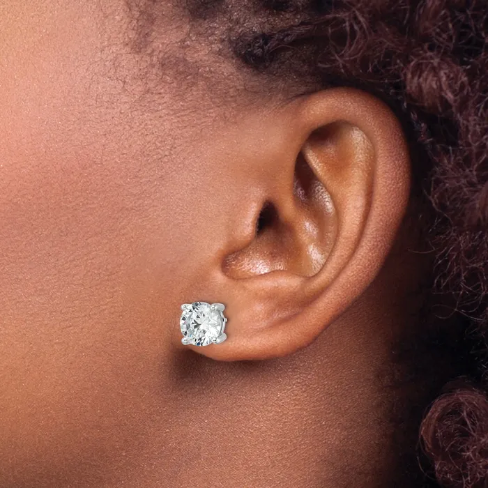 Goldia 14k White Gold 5 ctw Lab Grown Diamond VSSI G Round 4 Prong Heavy Wt Stud Earrings Earrings