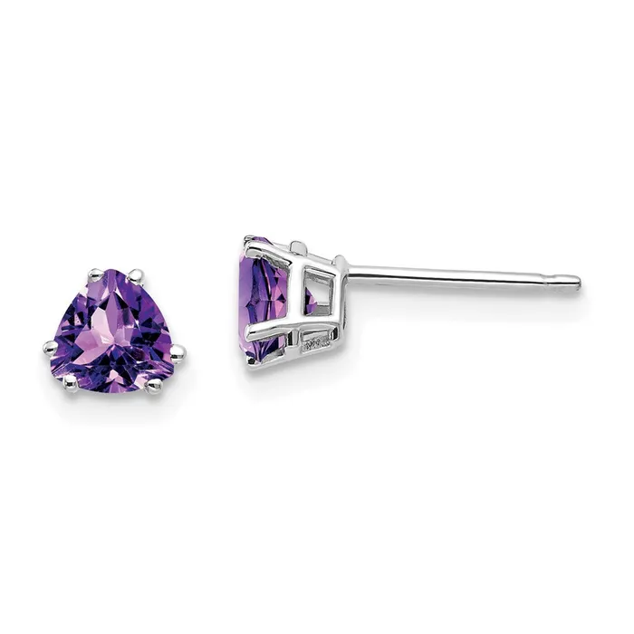 Goldia 14k White Gold 5mm Trillion Amethyst Earrings Earrings