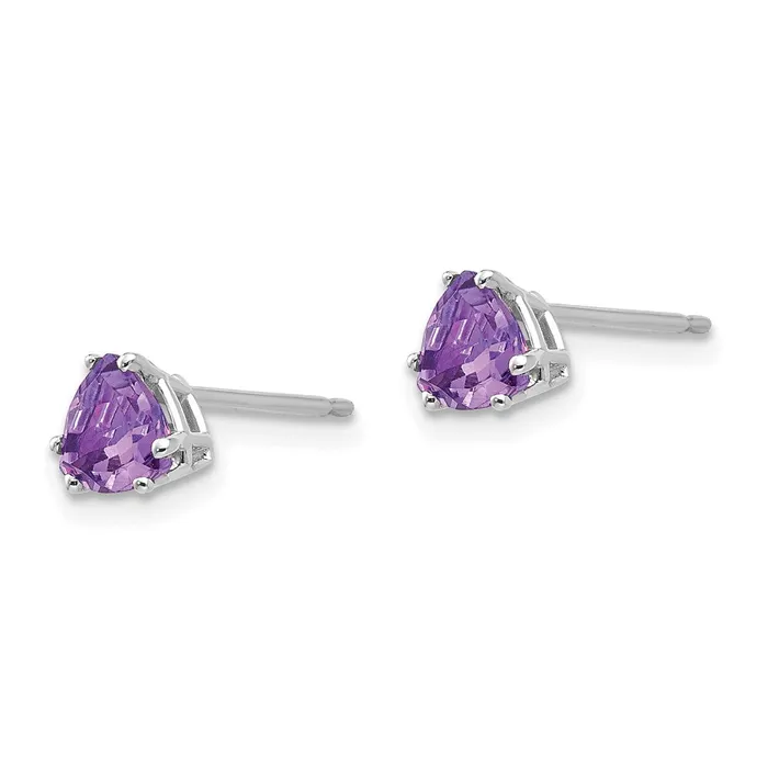 Goldia 14k White Gold 5mm Trillion Amethyst Earrings Earrings