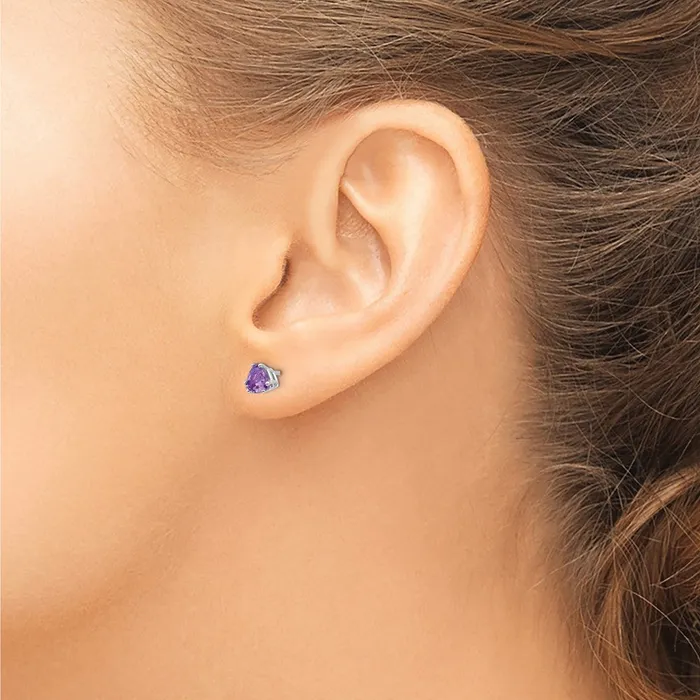 Goldia 14k White Gold 5mm Trillion Amethyst Earrings Earrings