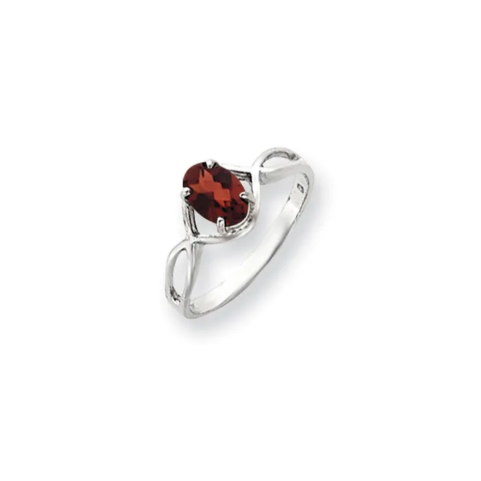 Goldia 14k White Gold 7x5mm Oval Garnet Checker ring Rings