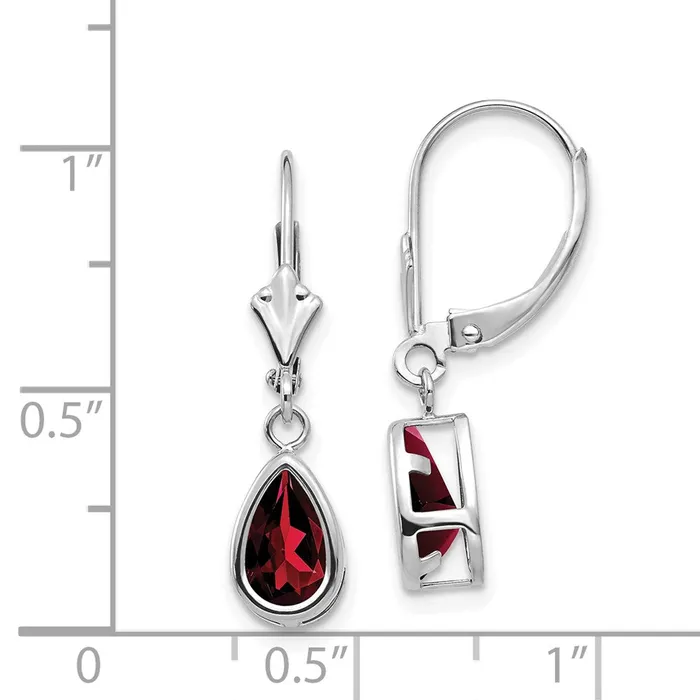 Goldia 14k White Gold 8x5mm Pear Garnet Leverback Earrings Earrings