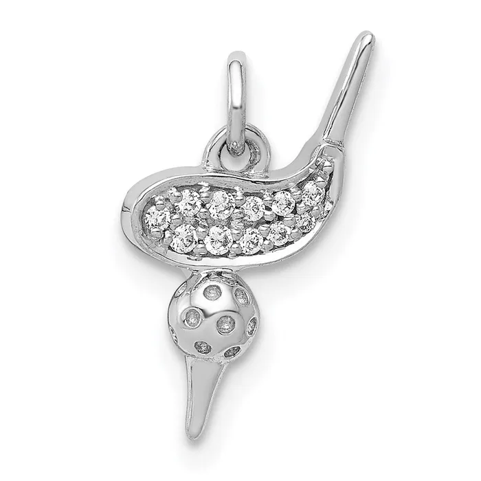 Goldia 14k White Gold Real Diamond Gold Club u0026 Ball Tee Pendant PreStyled Sets