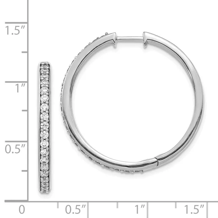 Goldia 14k White Gold Real Diamond Hinged Hoop Earrings Earrings
