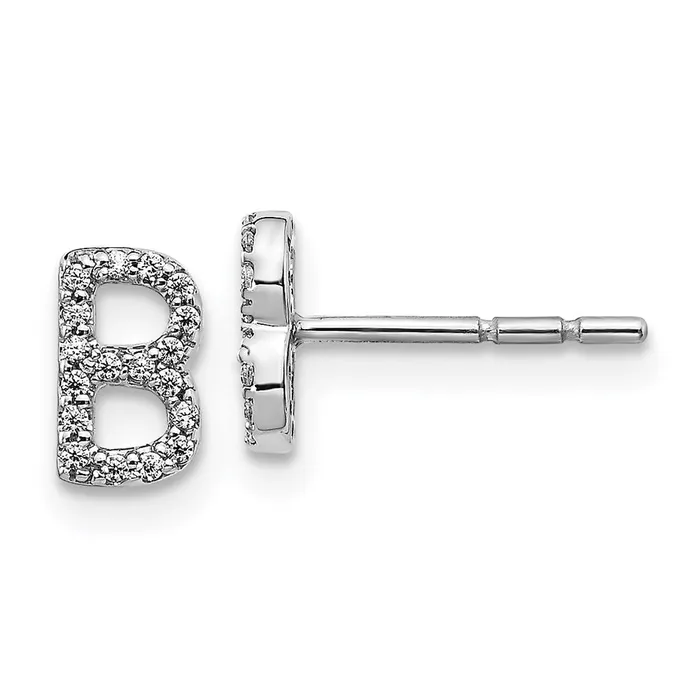 Goldia 14k White Gold Real Diamond Initial B Earrings Earrings