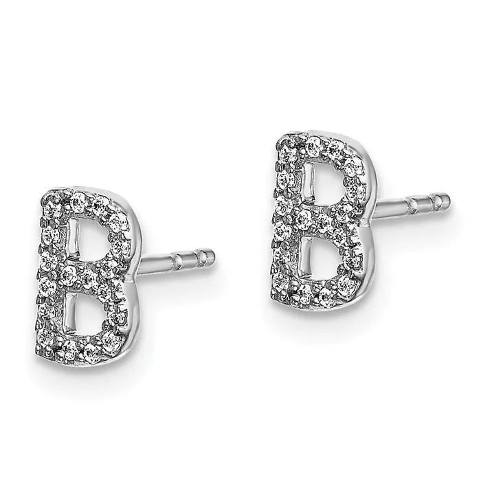 Goldia 14k White Gold Real Diamond Initial B Earrings Earrings