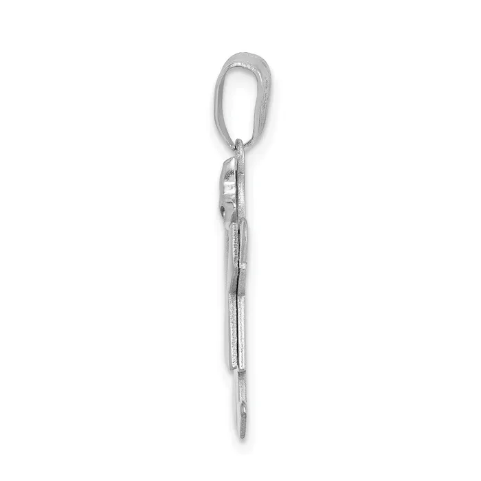 Goldia 14k White Gold Small Girl wBow on Left Engravable Charm Charm Necklaces