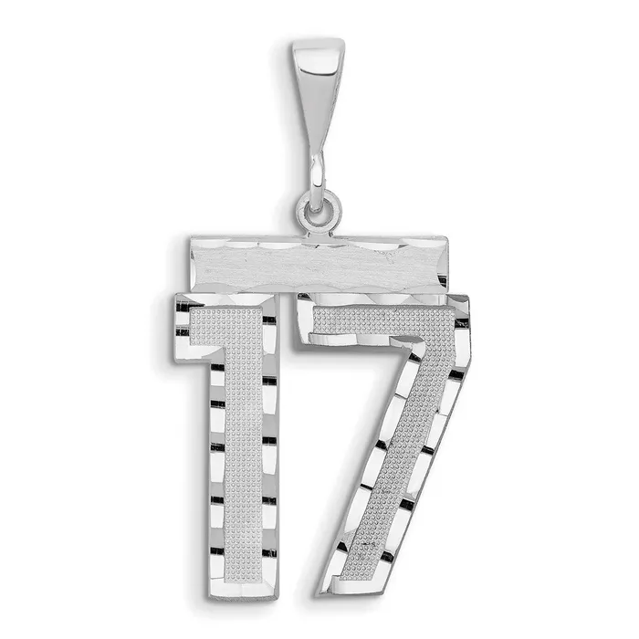 Goldia 14k White Goldw Small Brushed Diamondcut Number 17 Charm Charm Necklaces Goldia 14k White Goldw Small Brushed Diamondcut Number 17 Charm Charm Necklaces