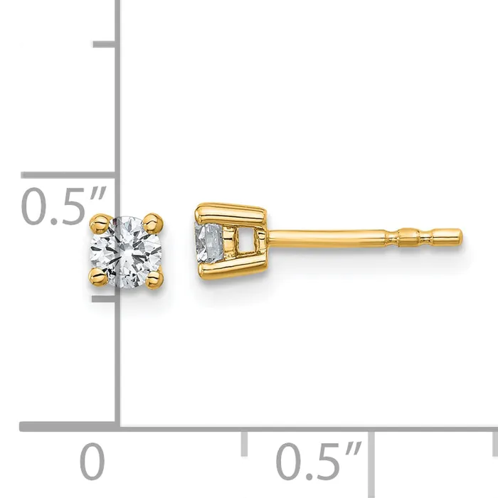 Goldia 14k Yellow Gold 13 ctw Certified Lab Grown Diamond VSSI G Round 4 Prong Heavy Wt Stud Earrings Earrings