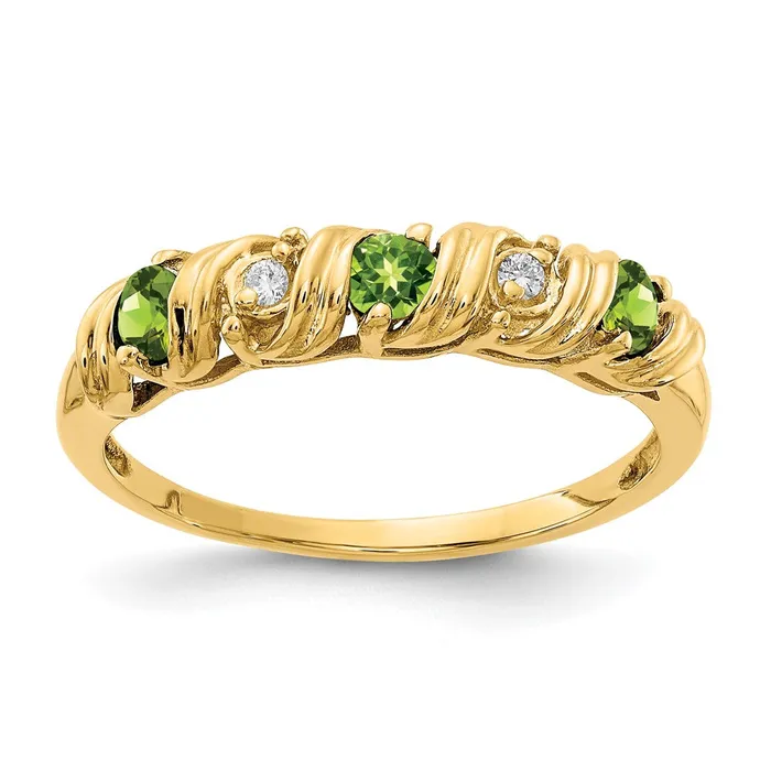Goldia 14k Yellow Gold 275mm Peridot AAA Diamond ring Rings