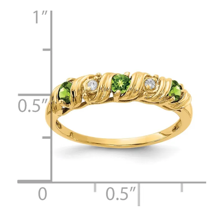 Goldia 14k Yellow Gold 275mm Peridot AAA Diamond ring Rings