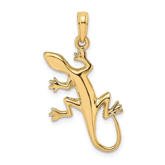 Goldia 14k Yellow Gold 2D Gecko Charm Charm Necklaces