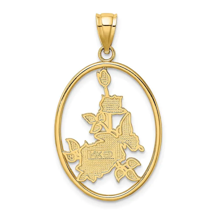 Goldia 14k Yellow Gold Enamel Yellow Butterfly in Oval Red Flower Charm Earrings