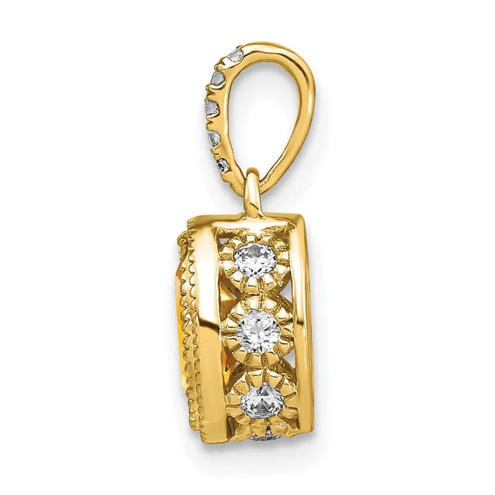 Goldia 14K Yellow Gold Oval Citrine and Real Diamond Pendant Necklaces