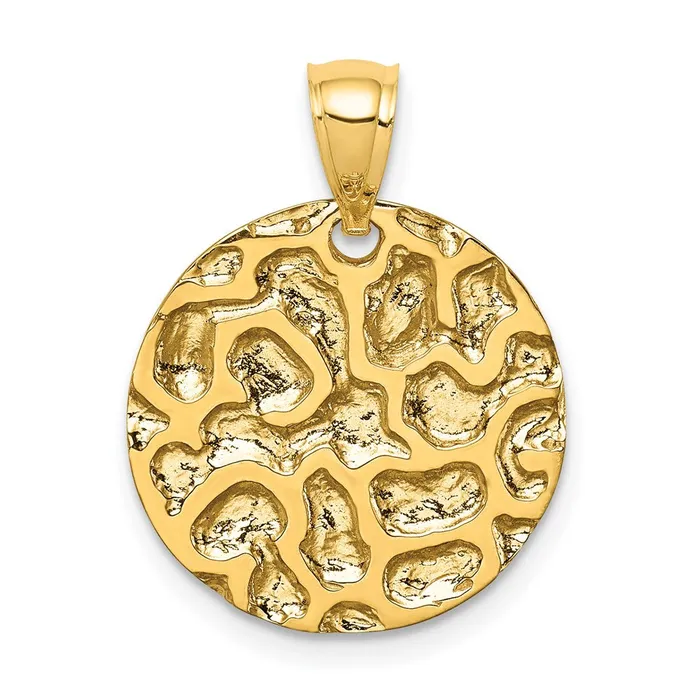 Goldia 14k Yellow Gold Polished Textured Disc Pendant PreStyled Sets