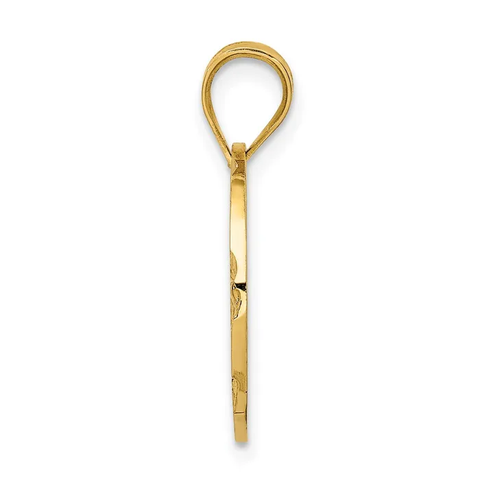 Goldia 14k Yellow Gold Polished Textured Disc Pendant PreStyled Sets