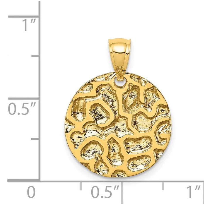 Goldia 14k Yellow Gold Polished Textured Disc Pendant PreStyled Sets