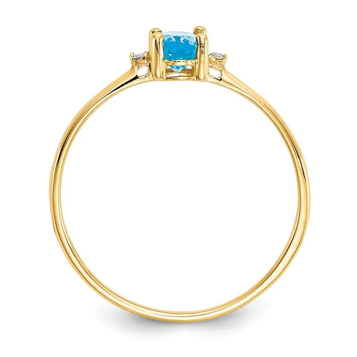 Goldia 14K Yellow Gold Real Diamond Blue Topaz Birthstone Ring Rings