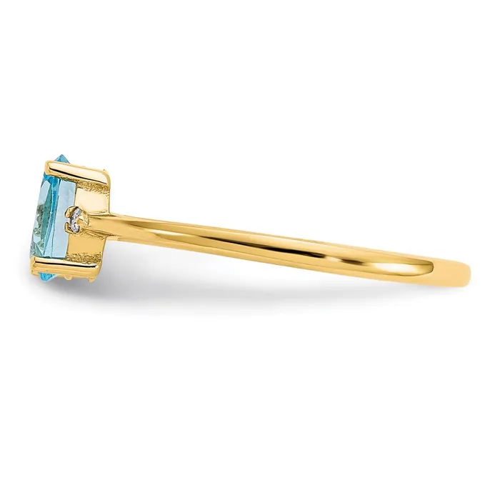 Goldia 14K Yellow Gold Real Diamond Blue Topaz Birthstone Ring Rings