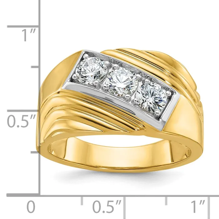 Goldia 14k Yellow u0026 Rhodium Gold with White Rhodium Mens 1 carat Diamond Complete Ring Rings