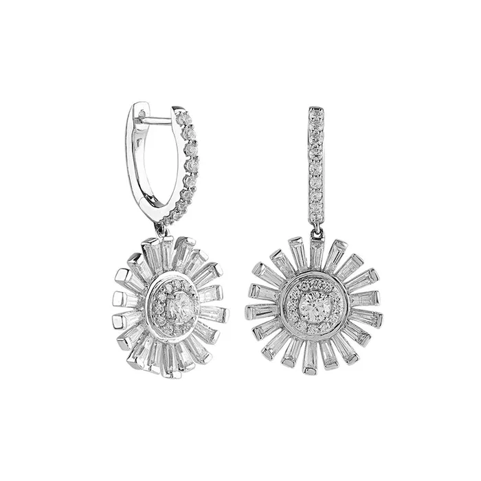 Goldia 2 CT TW Diamond Sunflower Drop Earrings in 10K White Gold Earrings Goldia 2 CT TW Diamond Sunflower Drop Earrings in 10K White Gold Earrings