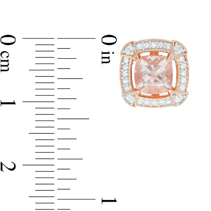 Goldia 60mm Morganite LabCreated White Sapphire and 02 CT TW Diamond VintageStyle Frame Stud Earrings in 10K Rose Gold Earrings Goldia 60mm Morganite LabCreated White Sapphire and 02 CT TW Diamond VintageStyle Frame Stud Earrings in 10K Rose Gold Earrings
