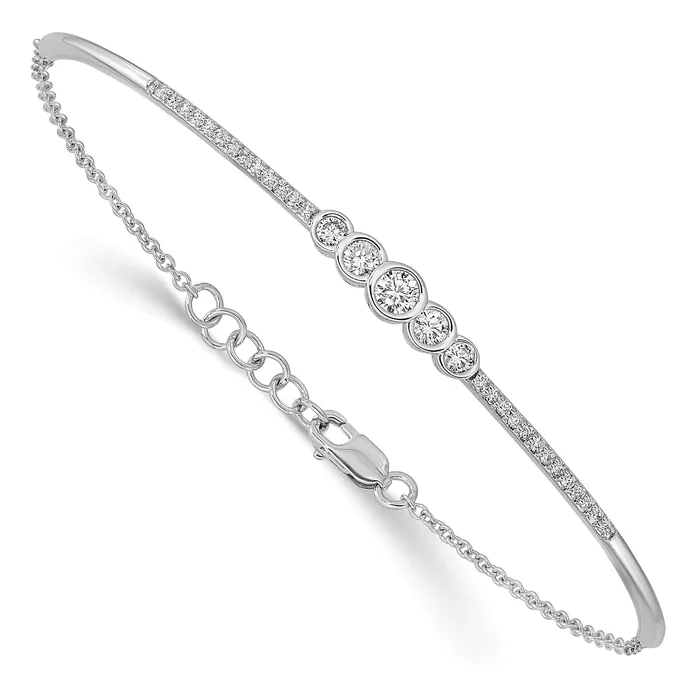Goldia Bracelets 14k White Gold 12 Ct Lab Grown Diamond VSSI G Bezel Set Bar Flexible Bangle Bracelet Goldia Bracelets 14k White Gold 12 Ct Lab Grown Diamond VSSI G Bezel Set Bar Flexible Bangle Bracelet
