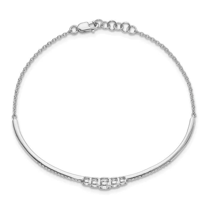 Goldia Bracelets 14k White Gold 12 Ct Lab Grown Diamond VSSI G Bezel Set Bar Flexible Bangle Bracelet