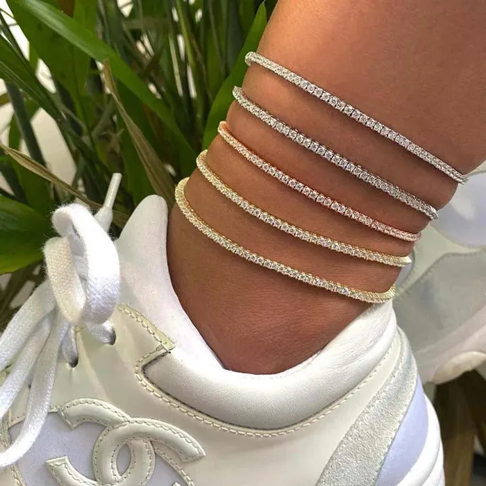 Goldia Bracelets 40 ct tw Classic FourProng Natural Diamond Tennis Anklet in 14K White Gold