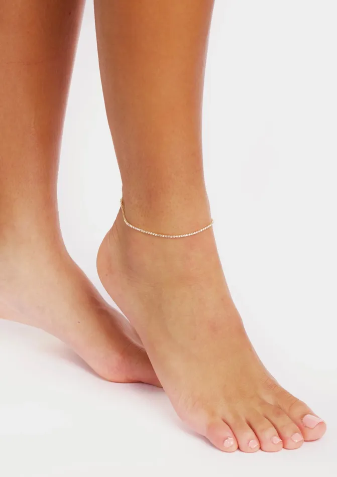 Goldia Bracelets 40 ct tw Classic FourProng Natural Diamond Tennis Anklet in 14K White Gold