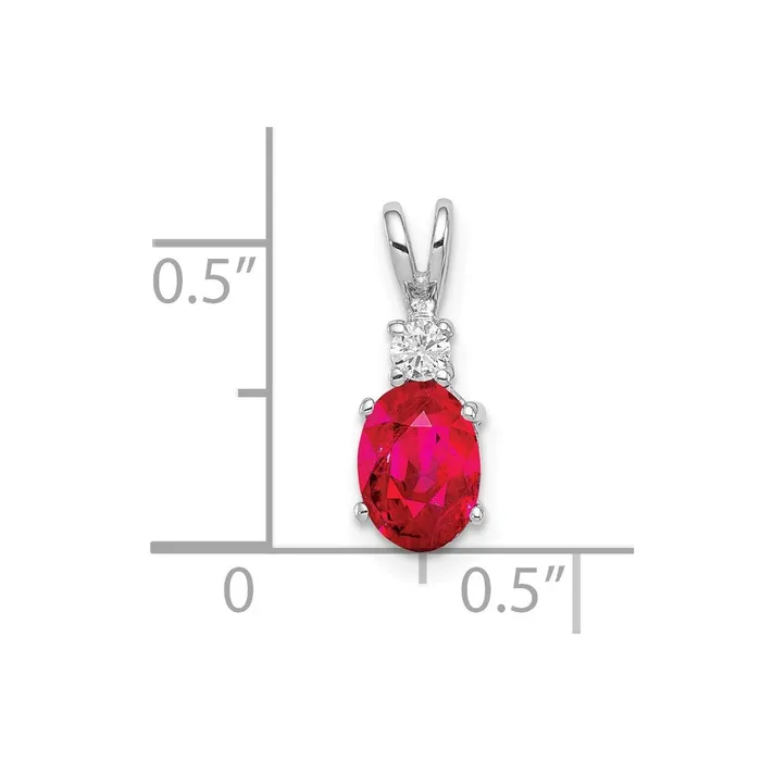 goldiaca 14k White Gold 7x5mm Oval Ruby AAA Diamond pendant Necklaces
