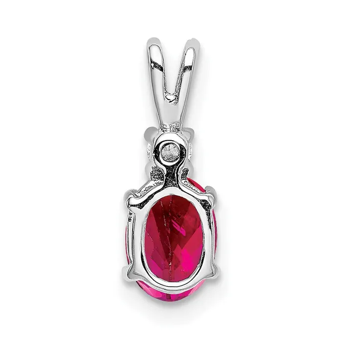 goldiaca 14k White Gold 7x5mm Oval Ruby AAA Diamond pendant Necklaces