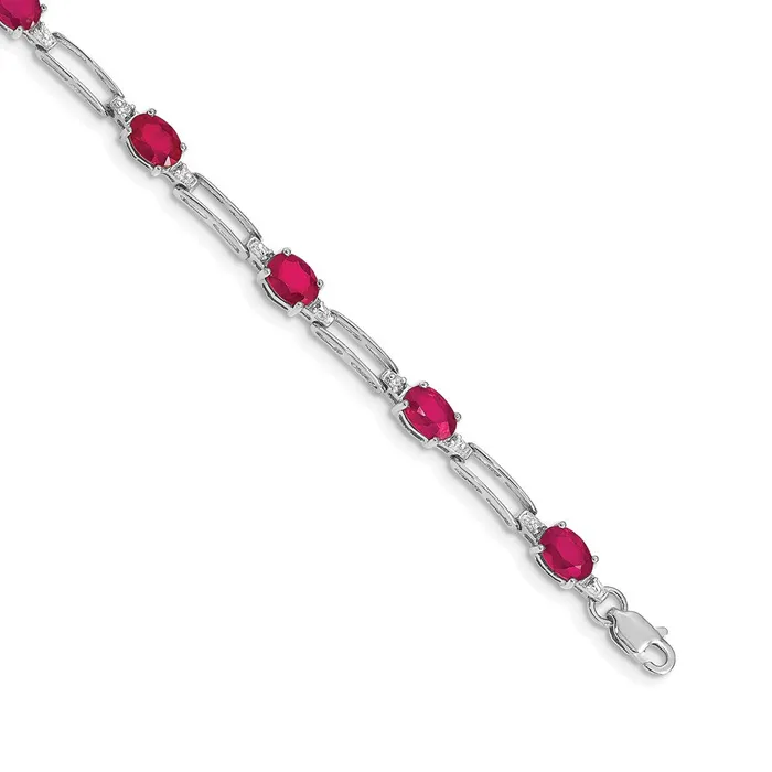 goldiaca 14k White Gold Natural Diamond and Ruby Bracelet Bracelets