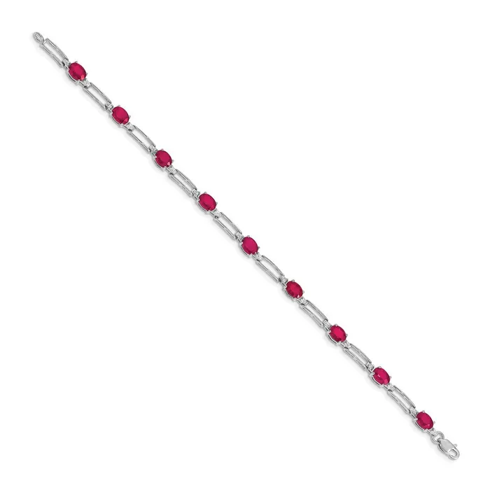 goldiaca 14k White Gold Natural Diamond and Ruby Bracelet Bracelets