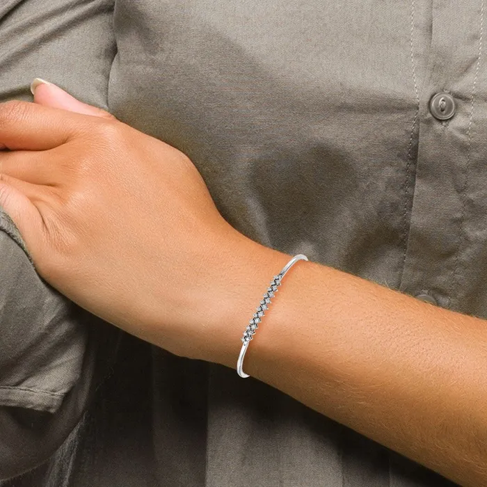 goldiaca Bracelets 14k White Gold Natural Diamond Bangle Bracelet
